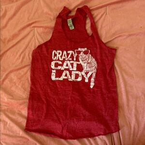 Alternative Red Crazy Cat Lady Tank Top